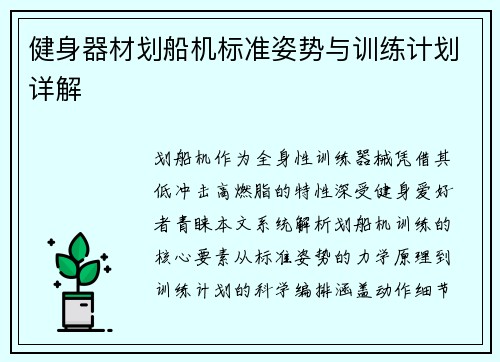 健身器材划船机标准姿势与训练计划详解
